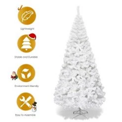 Tangkula 7ft White Artificial PVC Christmas Tree Festive Winter Tree w/ Stand Indoor/Outdoor -Christmas Trees Sales Store unnamed file 7215