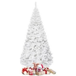 Tangkula 7ft White Artificial PVC Christmas Tree Festive Winter Tree w/ Stand Indoor/Outdoor -Christmas Trees Sales Store unnamed file 7216