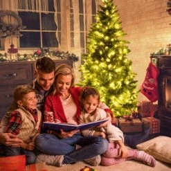 Tangkula 6ft Half Christmas Tree Artificial PVC Material Metal Stand w/ LED Lights