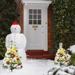 Tangkula 2PCS 29" Pre-Lit Christmas Tree Snow Flocked Pathway Xmas Tree with 30 LED Lights -Christmas Trees Sales Store unnamed file 7244