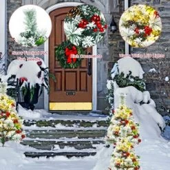 Tangkula 2PCS 29" Pre-Lit Christmas Tree Snow Flocked Pathway Xmas Tree with 30 LED Lights -Christmas Trees Sales Store unnamed file 7246