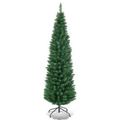 Tangkula 6' Green Slim PVC Artificial Christmas Tree Home Holiday Decor