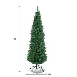 Tangkula 6' Green Slim PVC Artificial Christmas Tree Home Holiday Decor -Christmas Trees Sales Store unnamed file 7253