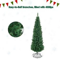 Tangkula 6' Green Slim PVC Artificial Christmas Tree Home Holiday Decor -Christmas Trees Sales Store unnamed file 7254