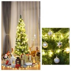 Tangkula 6' Green Slim PVC Artificial Christmas Tree Home Holiday Decor -Christmas Trees Sales Store unnamed file 7256
