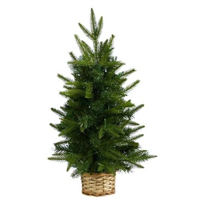 Nearly Natural 24" Pre-Lit LED Artificial Christmas Tree in Decorative Basket White Lights 1 Nearly Natural 24" Pre-Lit LED Artificial Christmas Tree in Decorative Basket White Lights