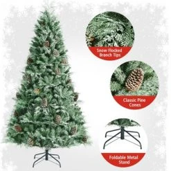 Tangkula 8 Ft Artificial Christmas Tree Mixed PE & PVC Xmas Tree Office and Party Festival Holiday Decor Green -Christmas Trees Sales Store unnamed file 7271