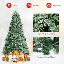 Tangkula 8 Ft Artificial Christmas Tree Mixed PE & PVC Xmas Tree Office and Party Festival Holiday Decor Green -Christmas Trees Sales Store unnamed file 7272