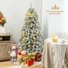 Tangkula 6' Hinged Artificial Christmas Tree Unlit w/ Metal Stand Premium Snow Flocked