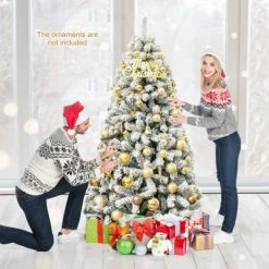 Tangkula 6' Hinged Artificial Christmas Tree Unlit w/ Metal Stand Premium Snow Flocked 11 Tangkula 6' Hinged Artificial Christmas Tree Unlit w/ Metal Stand Premium Snow Flocked -Christmas Trees Sales Store unnamed file 7280