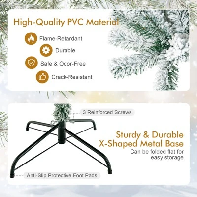 Tangkula 6' Hinged Artificial Christmas Tree Unlit w/ Metal Stand Premium Snow Flocked 5 Tangkula 6' Hinged Artificial Christmas Tree Unlit w/ Metal Stand Premium Snow Flocked - Image 5