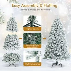 Tangkula 6' Hinged Artificial Christmas Tree Unlit w/ Metal Stand Premium Snow Flocked 14 Tangkula 6' Hinged Artificial Christmas Tree Unlit w/ Metal Stand Premium Snow Flocked -Christmas Trees Sales Store unnamed file 7283