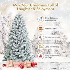 Tangkula 6' Hinged Artificial Christmas Tree Unlit w/ Metal Stand Premium Snow Flocked 15 Tangkula 6' Hinged Artificial Christmas Tree Unlit w/ Metal Stand Premium Snow Flocked -Christmas Trees Sales Store unnamed file 7284