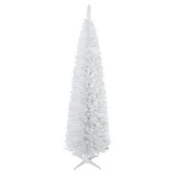 HOMCOM 7' Artificial Pencil Christmas Tree, Slim Xmas Tree with 499 Realistic Branch Tips and Plastic Stand, White 7 HOMCOM 7' Artificial Pencil Christmas Tree, Slim Xmas Tree with 499 Realistic Branch Tips and Plastic Stand, White -Christmas Trees Sales Store unnamed file 7301