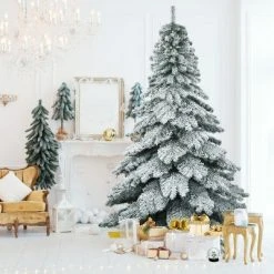 Tangkula Snow Flocked Artificial Christmas Tree Hinged Alaskan Pine Decoration Tree -Christmas Trees Sales Store unnamed file 7311