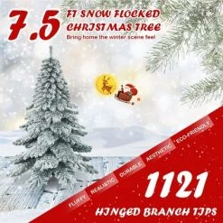 Tangkula Snow Flocked Artificial Christmas Tree Hinged Alaskan Pine Decoration Tree -Christmas Trees Sales Store unnamed file 7313