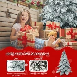 Tangkula Snow Flocked Artificial Christmas Tree Hinged Alaskan Pine Decoration Tree -Christmas Trees Sales Store unnamed file 7314