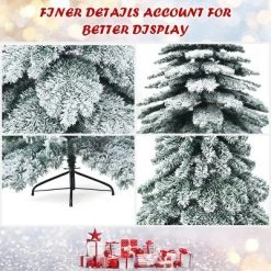 Tangkula Snow Flocked Artificial Christmas Tree Hinged Alaskan Pine Decoration Tree -Christmas Trees Sales Store unnamed file 7315