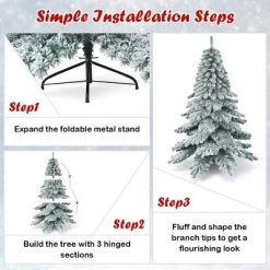 Tangkula Snow Flocked Artificial Christmas Tree Hinged Alaskan Pine Decoration Tree -Christmas Trees Sales Store unnamed file 7316