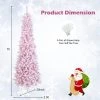 Tangkula 7FT Snow Flocked Christmas Tree, Pink Pencil Christmas Tree w/300 LED Lights & 8 Lighting Modes for Festival & Party Decoration