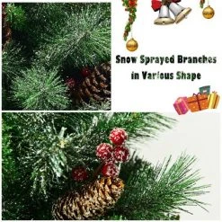 Tangkula 4FT Snow Flocked Artificial Christmas Tree PVC Entrance Tree with Pine Cones & Red Berries -Christmas Trees Sales Store unnamed file 7371