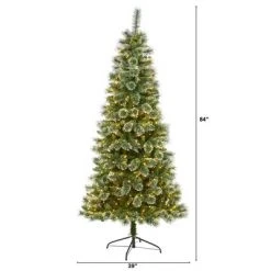 7ft Nearly Natural Pre-Lit LED Wisconsin Snow Tip Pine Artificial Christmas Tree Clear Lights