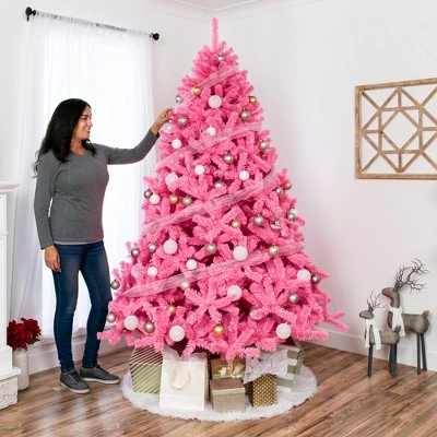 Best Choice Products 6ft Artificial Christmas Full Tree Festive Holiday Decoration w/ 1,477 Branch Tips, Stand - Pink 1 Best Choice Products 6ft Artificial Christmas Full Tree Festive Holiday Decoration w/ 1,477 Branch Tips, Stand - Pink