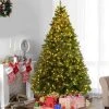 Tangkula 8' Spruce Hinged Tree Pre-Lit Artificial PVC Christmas Tree w/ 880 LED Lights