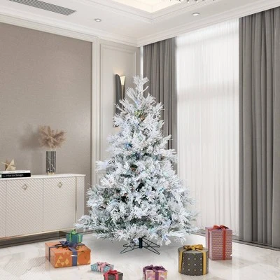 6.5ft Pre-Lit Flocked Alberta with Cone Artificial Tree 600 LED Multicolor - Vickerman 2 6.5ft Pre-Lit Flocked Alberta with Cone Artificial Tree 600 LED Multicolor - Vickerman - Image 2