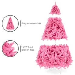 Best Choice Products 6ft Artificial Christmas Full Tree Festive Holiday Decoration w/ 1,477 Branch Tips, Stand - Pink 8 Best Choice Products 6ft Artificial Christmas Full Tree Festive Holiday Decoration w/ 1,477 Branch Tips, Stand - Pink -Christmas Trees Sales Store unnamed file 740