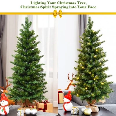 Tangkula 3' Tabletop Christmas Tree Pre-Lit Warm White LED Battery Operated w/ Lights & Timer 1 Tangkula 3' Tabletop Christmas Tree Pre-Lit Warm White LED Battery Operated w/ Lights & Timer