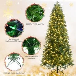 Tangkula Pre-Lit Christmas Tree Artificial Xmas Tree W/ Replaceable Dual Color LED Lights 14 Tangkula Pre-Lit Christmas Tree Artificial Xmas Tree W/ Replaceable Dual Color LED Lights -Christmas Trees Sales Store unnamed file 7413