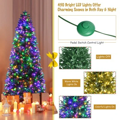Tangkula Pre-Lit Christmas Tree Artificial Xmas Tree W/ Replaceable Dual Color LED Lights 4 Tangkula Pre-Lit Christmas Tree Artificial Xmas Tree W/ Replaceable Dual Color LED Lights - Image 4