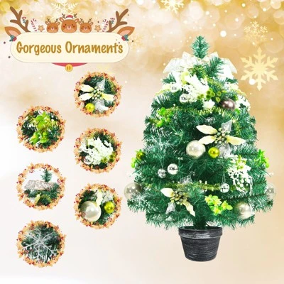 Tangkula 2ft Pre-lit Tabletop Christmas Tree Mini Artificial Evergreen Christmas Tree with Timer & Rich Ornaments 1 Tangkula 2ft Pre-lit Tabletop Christmas Tree Mini Artificial Evergreen Christmas Tree with Timer & Rich Ornaments