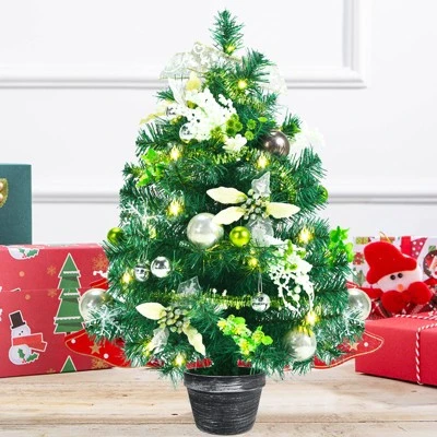 Tangkula 2ft Pre-lit Tabletop Christmas Tree Mini Artificial Evergreen Christmas Tree with Timer & Rich Ornaments 7 Tangkula 2ft Pre-lit Tabletop Christmas Tree Mini Artificial Evergreen Christmas Tree with Timer & Rich Ornaments - Image 7