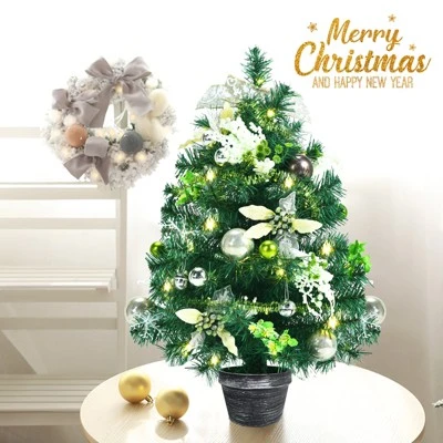 Tangkula 2ft Pre-lit Tabletop Christmas Tree Mini Artificial Evergreen Christmas Tree with Timer & Rich Ornaments 8 Tangkula 2ft Pre-lit Tabletop Christmas Tree Mini Artificial Evergreen Christmas Tree with Timer & Rich Ornaments - Image 8