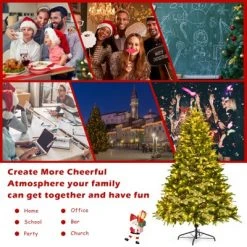 Tangkula 6.5' Pre-lit Snow Flocked Christmas Tree with 450 LED Lights &Foldable Stand -Christmas Trees Sales Store unnamed file 7438