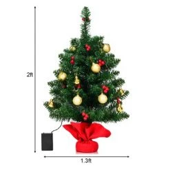 Tangkula 24'' Artificial Christmas Tree Pre-Lit LED Lights w/ Ball Ornaments -Christmas Trees Sales Store unnamed file 7445