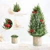 Tangkula 18.5” Realistic Christmas Tree Tabletop Artificial Xmas Tree w/ 170 Snowy Tips 6 Pomegranate Clusters