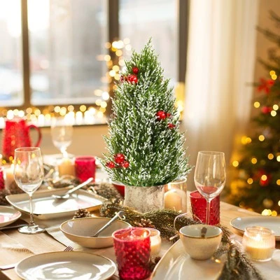 Tangkula 18.5” Realistic Christmas Tree Tabletop Artificial Xmas Tree w/ 170 Snowy Tips 6 Pomegranate Clusters 7 Tangkula 18.5” Realistic Christmas Tree Tabletop Artificial Xmas Tree w/ 170 Snowy Tips 6 Pomegranate Clusters - Image 7