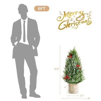 Tangkula 18.5” Realistic Christmas Tree Tabletop Artificial Xmas Tree w/ 170 Snowy Tips 6 Pomegranate Clusters 9 Tangkula 18.5” Realistic Christmas Tree Tabletop Artificial Xmas Tree w/ 170 Snowy Tips 6 Pomegranate Clusters - Image 9