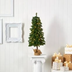 3ft Nearly Natural Pre-Lit Alpine Artificial Christmas Tree Clear Lights in Burlap Planter -Christmas Trees Sales Store unnamed file 7461