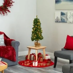 3ft Nearly Natural Pre-Lit Alpine Artificial Christmas Tree Clear Lights in Burlap Planter -Christmas Trees Sales Store unnamed file 7462