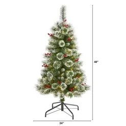 4ft Nearly Natural Pre-Lit LED Frosted Swiss Pine Artificial Christmas Tree Clear Lights