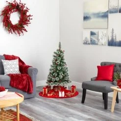 4ft Nearly Natural Pre-Lit LED Frosted Swiss Pine Artificial Christmas Tree Clear Lights -Christmas Trees Sales Store unnamed file 7469