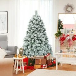 Tangkula Snow Flocked Artificial Christmas Tree Hinged Decoration Pine Tree -Christmas Trees Sales Store unnamed file 7481