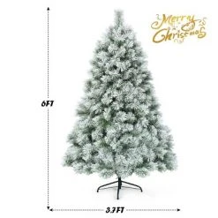 Tangkula Snow Flocked Artificial Christmas Tree Hinged Decoration Pine Tree -Christmas Trees Sales Store unnamed file 7482