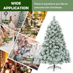 Tangkula Snow Flocked Artificial Christmas Tree Hinged Decoration Pine Tree -Christmas Trees Sales Store unnamed file 7483