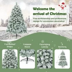 Tangkula Snow Flocked Artificial Christmas Tree Hinged Decoration Pine Tree -Christmas Trees Sales Store unnamed file 7485