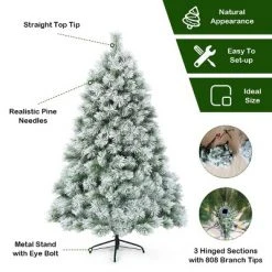 Tangkula Snow Flocked Artificial Christmas Tree Hinged Decoration Pine Tree -Christmas Trees Sales Store unnamed file 7486